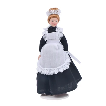 1PC 1:12 Miniatura Mini Boneca Vitoriana Modelo Verde Senhora de Decoração de Casa de bonecas