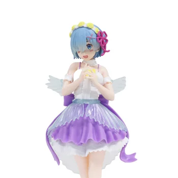 Anime japonês 19cm Rem Re:a Vida Em Um Mundo Diferente De Zero Rem roxo asas de anjo em pé em PVC Modelo de Coleta de Brinquedos