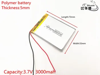10pcs/lot 3.7 V bateria 3000mAh 505573 de Polímero de Lítio Li-Po li Bateria Recarregável de íon de células Para Mp3 MP4 MP5 brinquedo móvel bluetooth