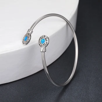 MYOP Verdadeira jóia da prata 925 Esterlina, Pulseira de Prata Contratada Design Clássico Venda Quente Azul Opala Pulseira