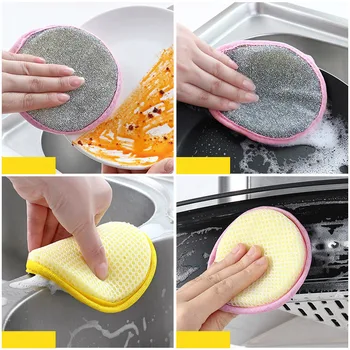 5Pcs Xiaomi Mijia Dupla face para lavar a Louça Esponja de Panela Panela de Prato, Esponjas de Lavar Família de Ferramentas de Limpeza de Cozinha de Mesa Prato Escova