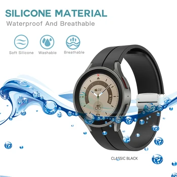Relógio de Silicone Banda Fecho Magnético de Faixa de Relógio Pulseira de Substituição de Peças Smart Watch Alça de Pulso para Samsung Galaxy Watch4/4Classic