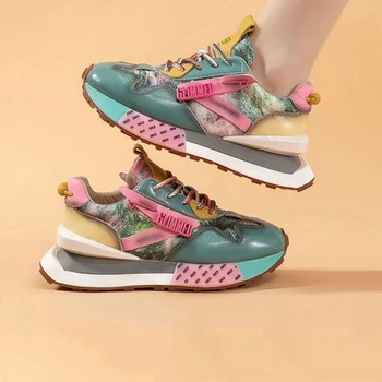 MILIKUYOU Mulheres Tênis Estilo Retro Original Design de Sapatos de Mulheres Fashion Colorido Original Sola Grossa Casual Sapatilhas Para Senhora
