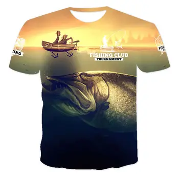 O verão ao ar livre de Pesca de Impressão 3d, T -shirt, os Homens O Moda de Personalidade Casual Padrão de Roupas de Mangas Curtas.