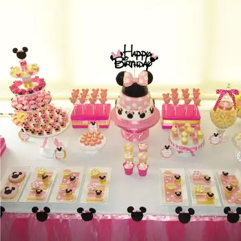Do rato de Minnie do Mickey Festa de Aniversário de Papel Decorações de bolos Crianças Minnie Festa Decorações de Papel de Palha de Decoração de Aniversário Favor