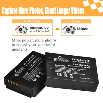 LP-E12 Bateria para Canon EOS M M10 M50 M100 100D Beijo X7 Rebel SL1, Carregador USB para LPE12
