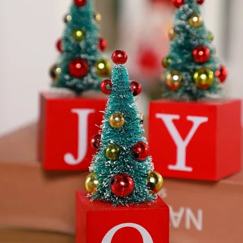 Desconto 3/4pcs Mini Árvore de Natal Sisal, Seda, Madeira de Cedro Letra da  Base de dados de Decoração Pequeno Enfeite de Árvore de Natal de Ano Novo  Enfeites de Mesa | Casa