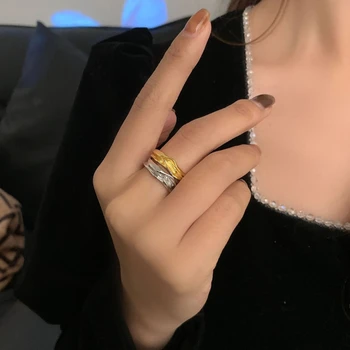 ZN Europa e América irregular Anel de Metal de Jóias de Moda Presentes Temperamento de Luxo Abertura Ajustável Anéis de Dedo para as Mulheres