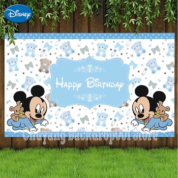 Dos Desenhos Animados De Disney De Fotografia De Fundo Azul Do Mickey Mouse Da Festa De Aniversário De Decoração Banner Photocall Photocall Pano De Fundo