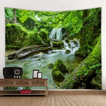 Natureza florestal cachoeira impressão pendurado na parede 3d de impressão digital, tapeçaria, decoração enviar gancho