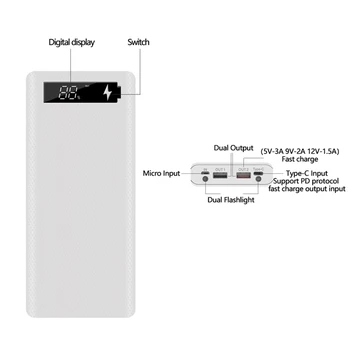 Dual USB 8*18650 Bateria do Banco do Poder da Caixa do Telefone Móvel de Carregamento Rápido DIY Shell 18650 Bateria Titular de Armazenamento de Caso Para o IPhone Huawei