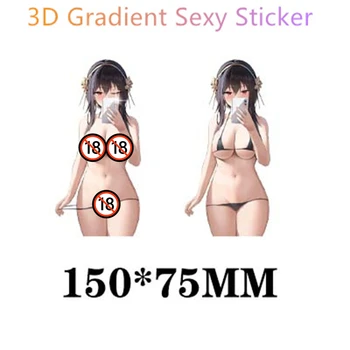 3D Gradiente Adesivos Sexy Hentai Waifu Anime Beleza Personalidade Impermeável do Carro Adesivos (18+Vídeo real)