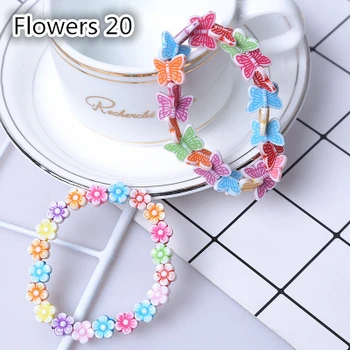 5pcs popular coreano acrílico crianças pulseira colorida pulseira bonita, de cor brilhante, flor de modelagem