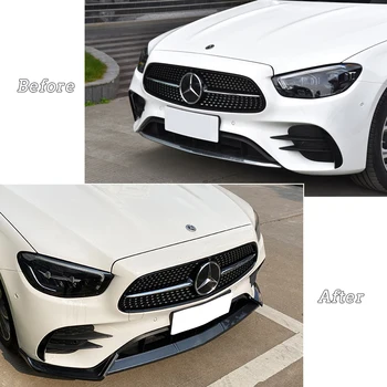 Carro pára-choque Dianteiro Lábio Body Kit Spoiler Divisor de pára-choques de Canard Lábio Divisor Para a Mercedes Benz E-Class W213 E260 E300 AMG 2021 2022