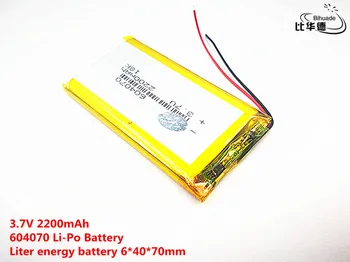 10pcs Litro de energia, bateria de Boa Qulity 3,7 V,2200mAH 604070 de Polímero de lítio ion / Li-íon da bateria para o pc da tabuleta do BANCO,GPS,mp3,mp4