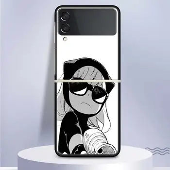 ESPIÃO×FAMÍLIA Anya Baby Coque Caso de Telefone Para Samsung Galaxy Z Flip 4 3 5G Preto de Capa Dura, ZFlip 3 4 Luxo à prova de Choque-Choque Funda