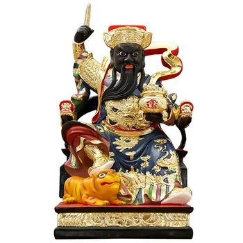 Wu Deus da Riqueza Estátua de Zhao Gongming Resina Buda Família Adoração Riqueza Atrair Decoração Marechal Zhao Deus da Riqueza