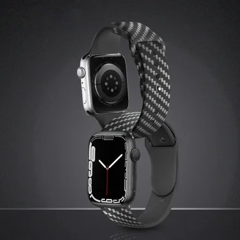 Caso+de Fibra de Carbono, Alça Para Apple faixa de Relógio de 44mm 40mm, 45mm/41 42mm de 38mm de silicone correa pulseira iwatch série 3 5 6 SE 7 8
