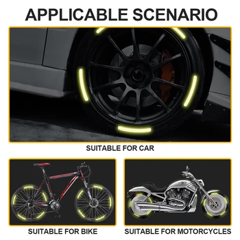 20pcs Universal cubo de Roda Adesivos de Segurança de Condução da Noite Aviso Reflexivo Pneu Aro Tiras de Fita Decalques para Bicicleta Moto Carro
