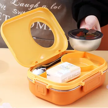 Câmera Bento Lancheira Para As Crianças Da Escola Kawaii Caixa De Bento Crianças Selado De Alimentos De Aço Inoxidável Recipiente Isolado Caixa De Almoço Quente
