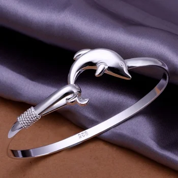 NUMBOWAN 925 pulseira de prata pulseira de casamento para as Mulheres garota favoritas de presente de jóias de Alta qualidade da moda temperamento nobre do golfinho