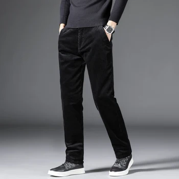 SHAN BAO de veludo de algodão confortável homens reta casual calças 2022 outono inverno da marca de roupas clássicas calças bordados