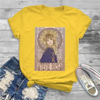 Stevie Nicks Cantor E da Música Pop Gravadora Algodão t-shirts Ilustração Distintivo da Mulher T-Shirt Hipster 5XL