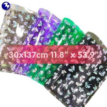 30x120cm Transparente do PVC de Couro Folhas de Borboleta Decorar Arco Tecido de vinil Glitter Ofícios Para Sacos de DIY Couro Sintético