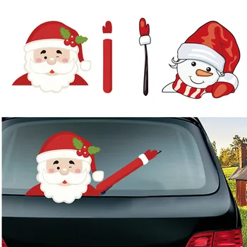 Novo Ano De 2023 do vidro Traseiro Limpador do pára-brisa do Carro Adesivo Decalques Noel Decoração de Janela de Vidro Autocolante de Decoração de Natal para Casa