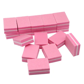 100pcs/Monte Mini Esponja limas para Unhas De Manicure Rosa de Espuma 100/180 Polimento Buffer Lixar com Lixa de cal um ongle Unhas de Abastecimento