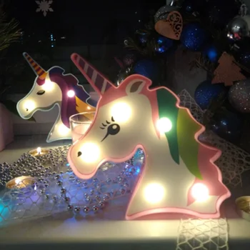 Unicórnio festa de decoração em 3D unicórnio Flamingo Alpaca DIODO emissor de luz para a decoração do quarto do DIODO emissor de luz crianças de aniversário, chá de bebê de luz